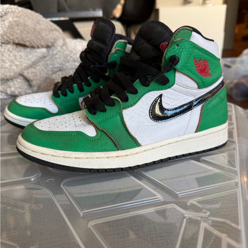 Nike Kelly green and white Jordans